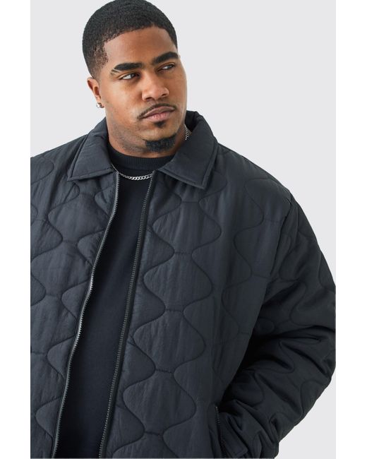 BoohooMAN Blue Plus Onion Quilted Collar Jacket for men