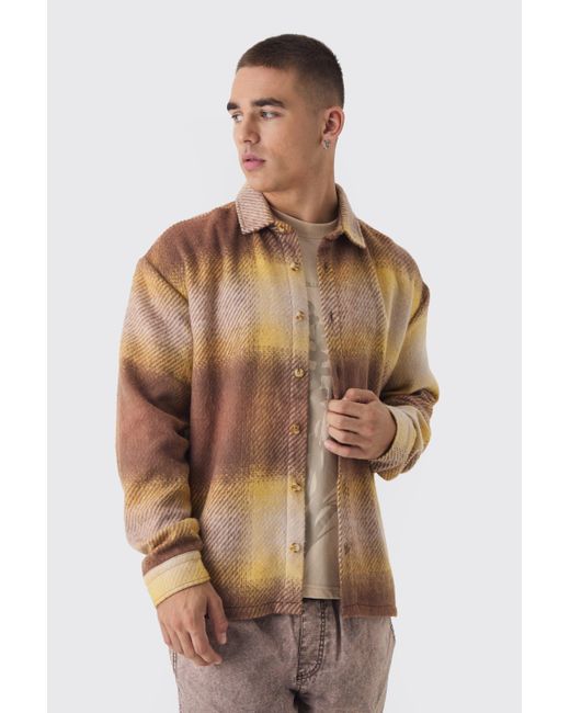 BoohooMAN Brown Oversized Flannel Check Shirt for men