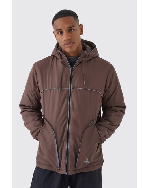 BoohooMAN Brown Relaxed Ripstop Jacket With Reflective for men