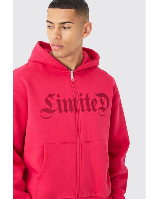 Boohooman red hoodie deals