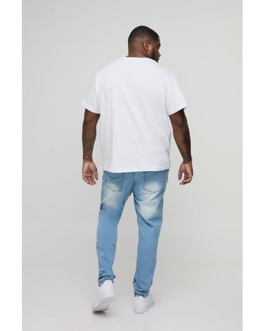 Vaqueros Plus Súper Pitillo Rotos Con Cremallera En El Bajo Boohoo de color Blue