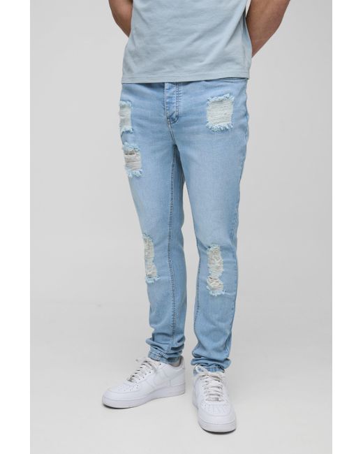 Vaqueros Tall Pitillo Elásticos Rotos Boohoo de color Blue