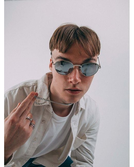 BoohooMAN Metallic Svnx Round Metal Frame Sunglasses for men