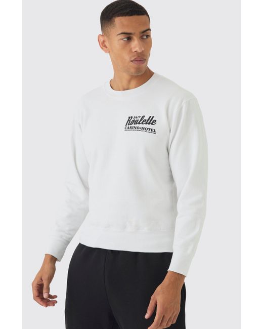 BoohooMAN Gray Boxy Roulette Back Print Sweatshirt for men