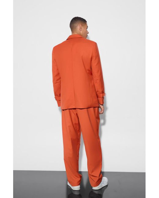 Boohoo Orange Relaxed Fit Suit Pants
