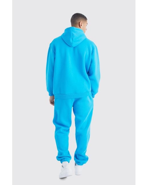 BoohooMAN Oversize Trainingsanzug mit Homme Graffiti-Print und Kapuze in Blue für Herren