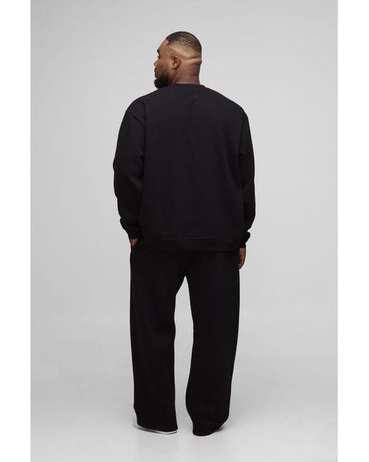 BoohooMAN Blue Plus Basic Oversized Crew Neck Sweatshirt for men