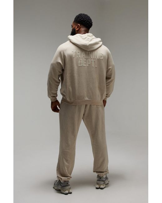 BoohooMAN Green Active Training Dept Washed Oversized Sweatpants for men