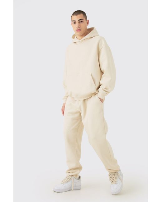 BoohooMAN Natural Oversized Hooded Tracksuit for men