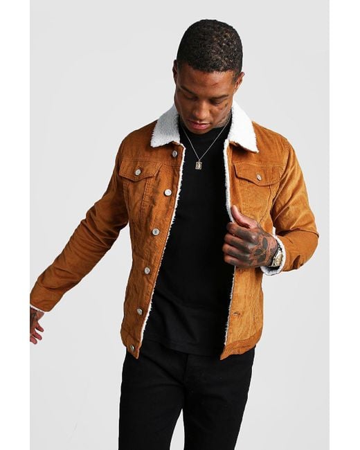 BoohooMAN Corduroy Jacket With Borg Collar for Men | Lyst