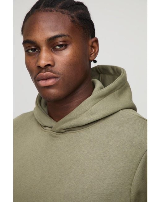 Basic Regular Fit Over The Head Hoodie Boohoo de color Green