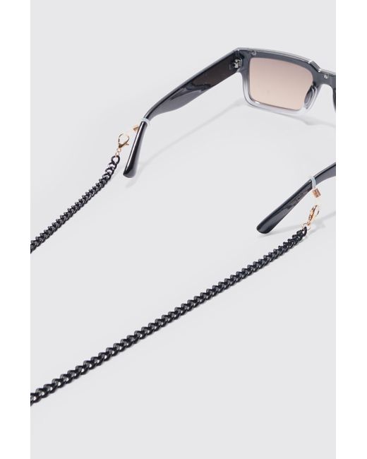 Boohoo Plastic Matte Finish Sunglasses Chain In Black
