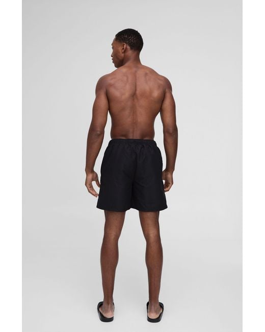 BoohooMAN Black Mid Length Swim Trunks for men