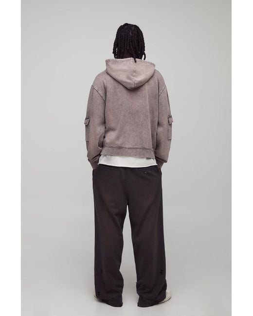 Coffee Oversized Boxy Carpenter Zip Through Hoodie Boohoo de color Gray