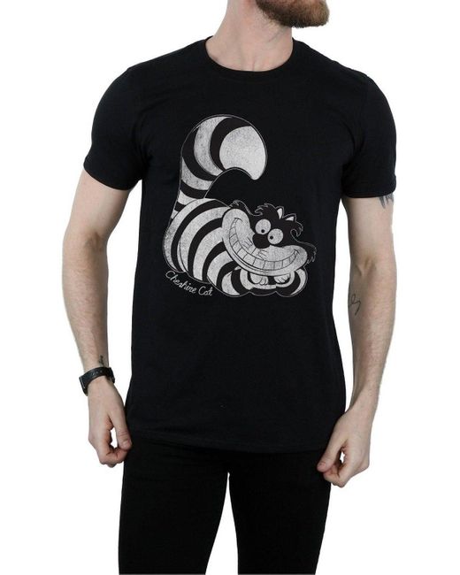 BoohooMAN Black Disney Alice In Wonderland Mono Cheshire Cat T-shirt for men