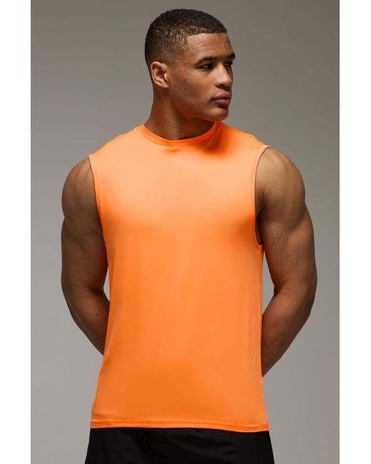 BoohooMAN Orange Man Active Regular Lightweight Essentials Gym Tank for men