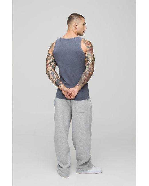 BoohooMAN Muscle-Fit vesttop mit Acid-Waschung in Blue für Herren