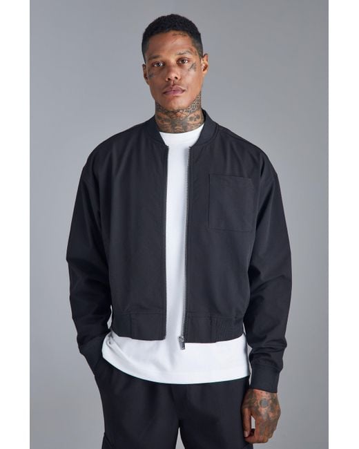 BoohooMAN Gray Boxy Technical Stretch Smart Bomber for men