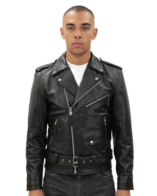 BoohooMAN Black Infinity Leather Fringe Hide Leather Biker Jacket- Tokyo for men