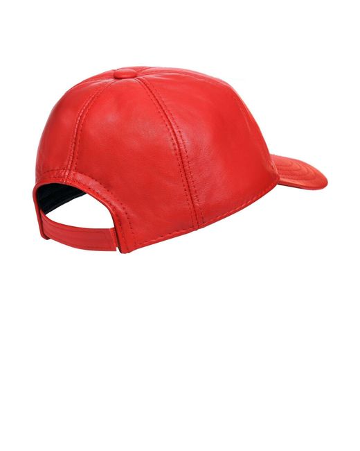 BoohooMAN Red Infinity Leather Real Nappa Leather Adjustable Golf Snapback Plain Baseball Cap Hat for men