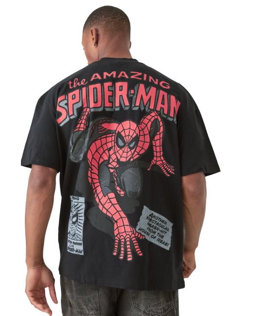 BoohooMAN Red Oversized Spiderman Large Scale License T-shirt for men