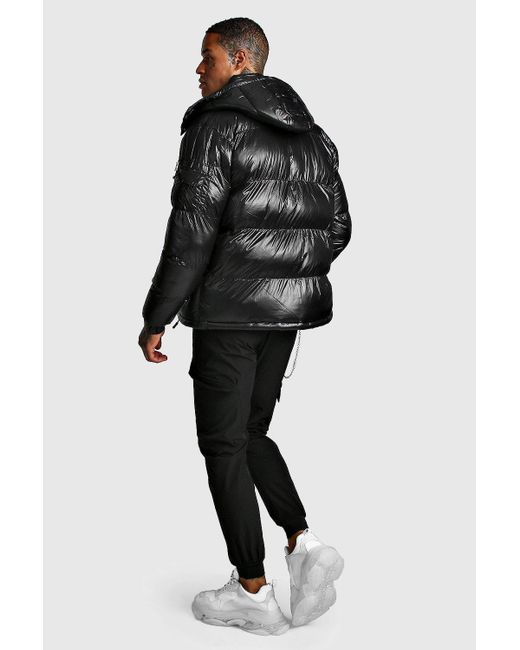 High Shine Hooded Puffer Jacket 