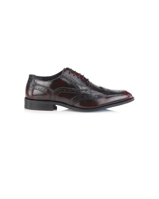 BoohooMAN Red Amen Shoes Kilkenny Leather Star Brogue Shoe for men