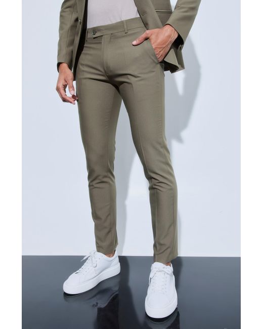 BoohooMAN Green Skinny Fit Cropped Suit Pants for men