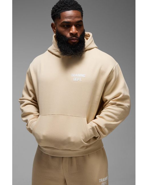 BoohooMAN Natural Man Active Training Dept Oversized Boxy Hoodie for men