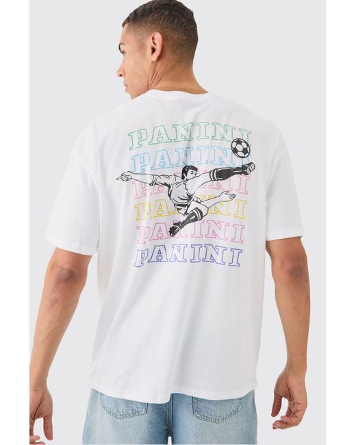 BoohooMAN White Oversized Panini Football License T-shirt for men