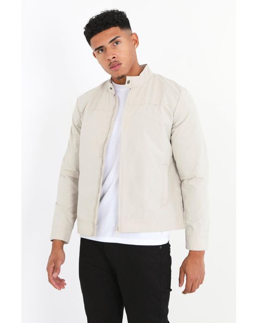 BoohooMAN White Brave Soul Zip Through Biker Jacket for men