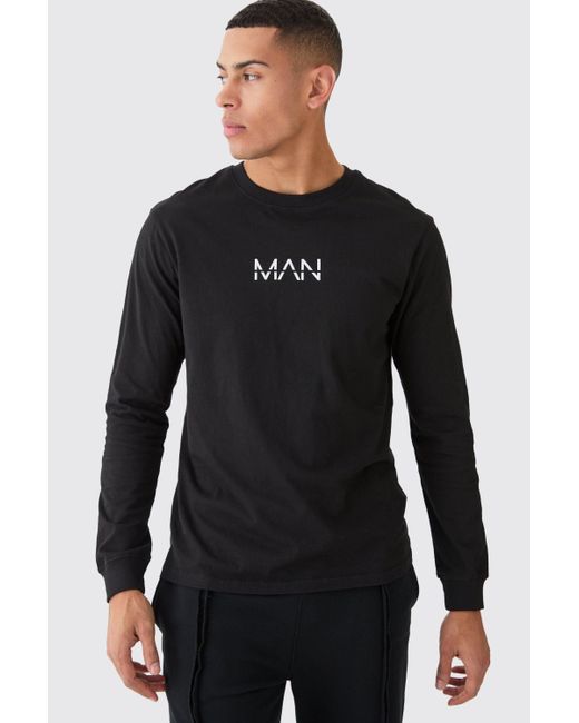 Man Dash Basic Long Sleeve T-Shirt Boohoo de color Black