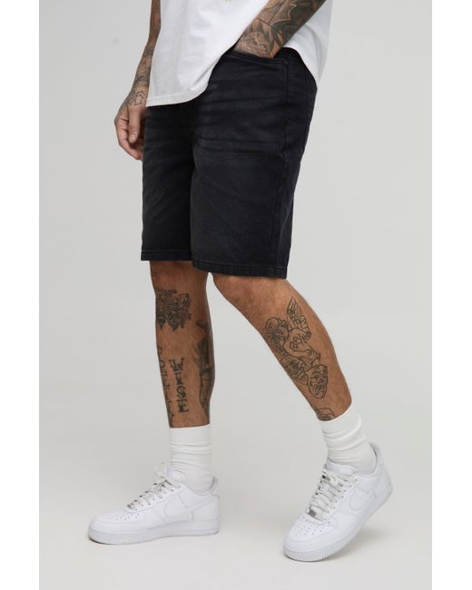 BoohooMAN Tall lockere Jorts in Black für Herren
