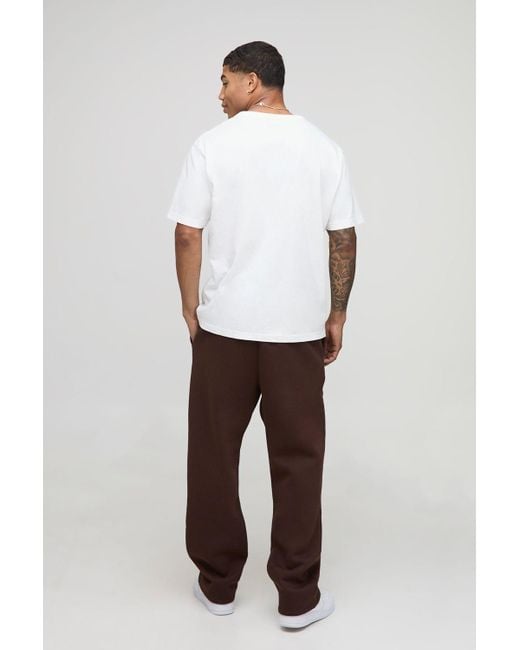 BoohooMAN Brown Basic Oversized Drop Crotch Jogger for men
