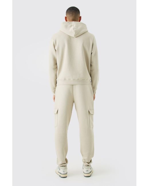 BoohooMAN Natural Boxy Hooded Tracksuit for men
