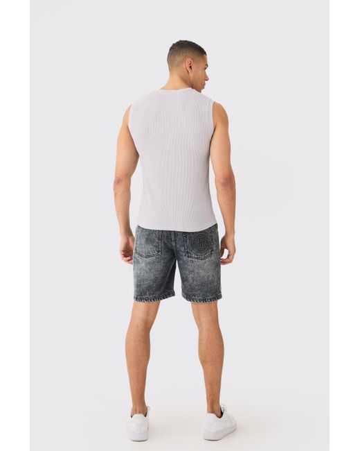 BoohooMAN White Muscle Fit Brushed Ottoman Tank for men