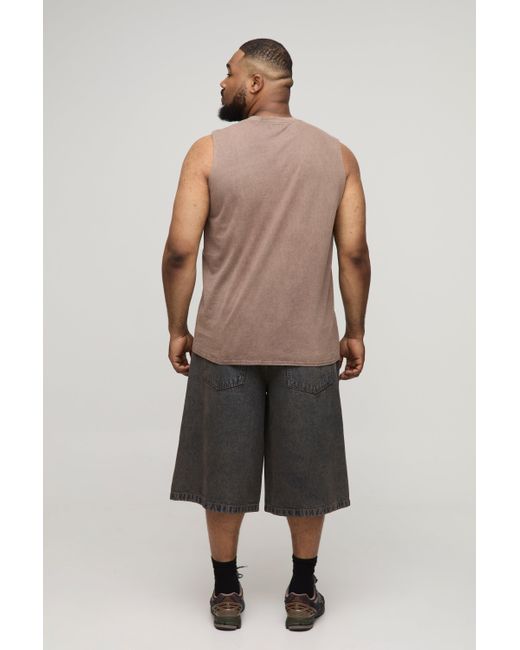 Boohoo Brown Plus Acid Wash Regular Fit Tank