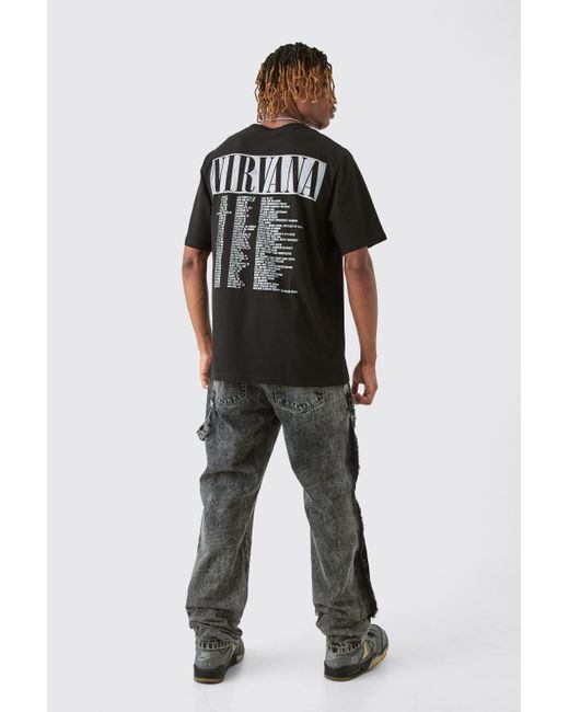 BoohooMAN Tall Nirvana Tour Dates Back Print License T-shirt in Black für Herren