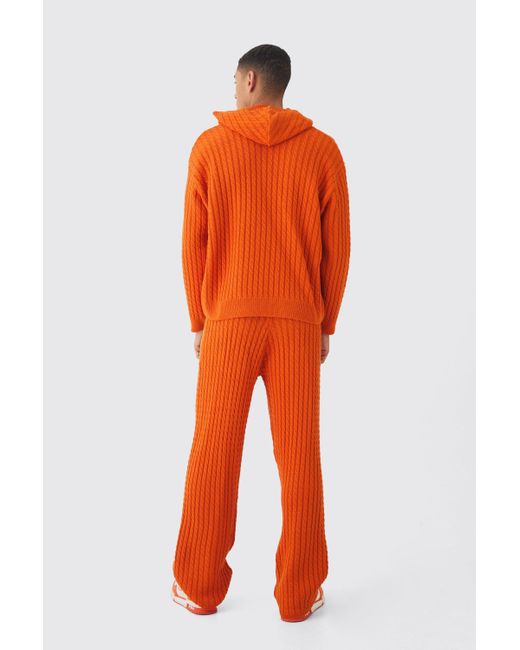 BoohooMAN Kastiger Trainingsanzug mit 13 Print in Orange für Herren