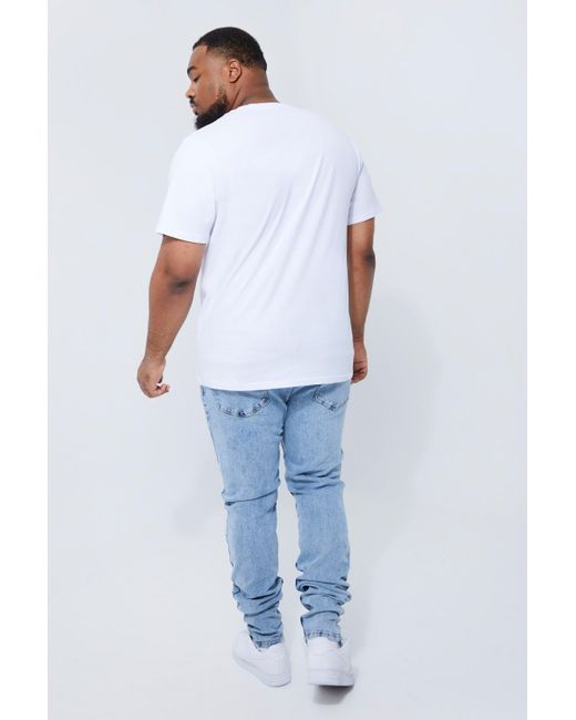BoohooMAN Plus Super Skinny Ripped Paint Splatter Jeans in Blue for Men |  Lyst Canada