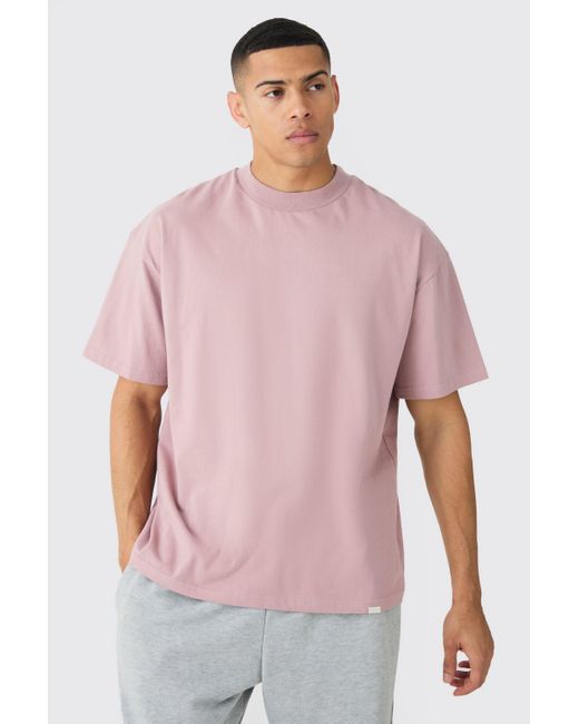 Boohoo Pink Oversized Extended Neck Boxy Heavyweight T-shirt