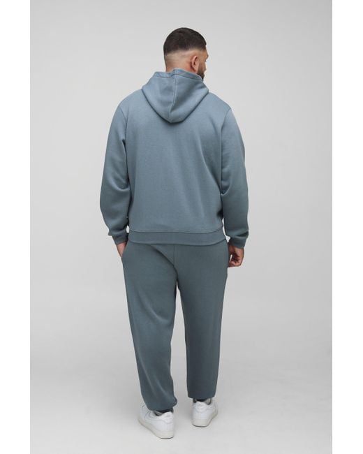 Plus Basic Regular Zip Through Hoodie Boohoo de color Blue
