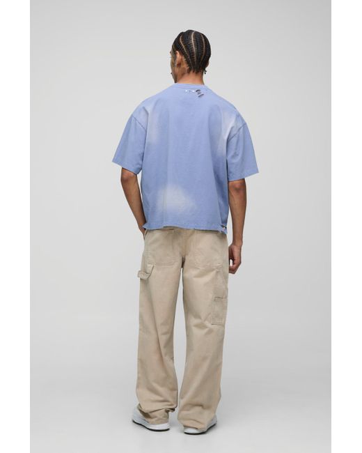 BoohooMAN Natural Relaxed Fit Vintage Overdye Carpenter Pants for men