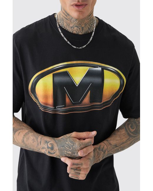 BoohooMAN Tall Core Fit M Logo Print T-shirt in Black für Herren