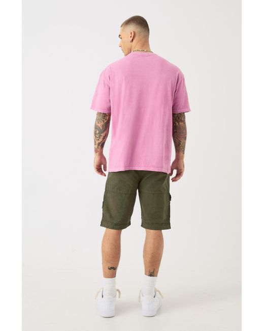 BoohooMAN Oversized Trippy Lip Graphic T-shirt in Pink für Herren