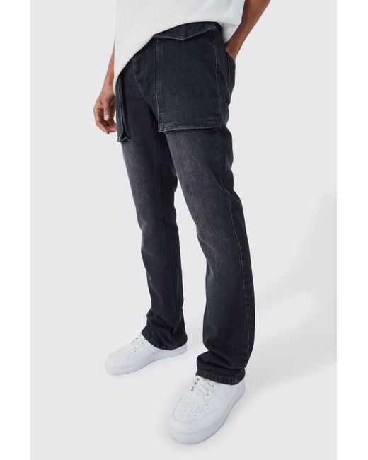 BoohooMAN Blue Slim Rigid 3d Pocket Jeans In Charcoal for men