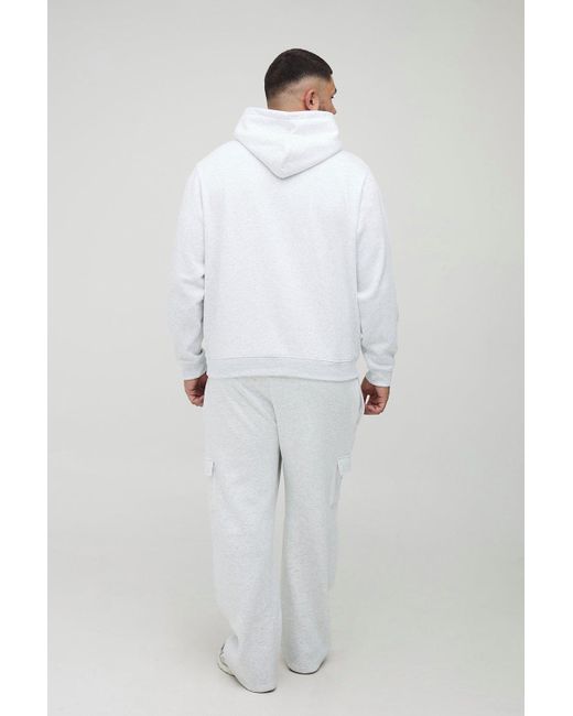 BoohooMAN White Plus Basic Straight Leg Cargo Jogger for men