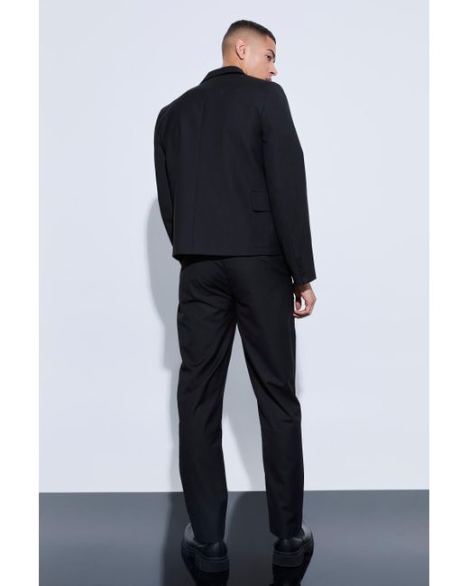 BoohooMAN Black Straight Fit Tailored Cargo Trousers for men
