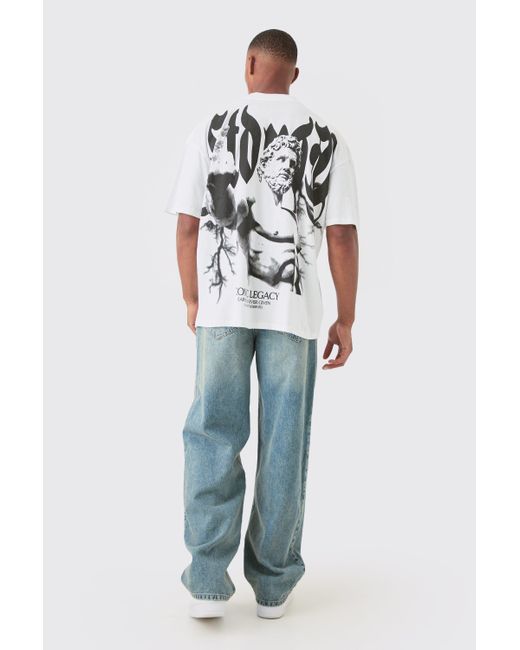 BoohooMAN Oversized Extended Neck Large Scale Statue T-shirt in White für Herren