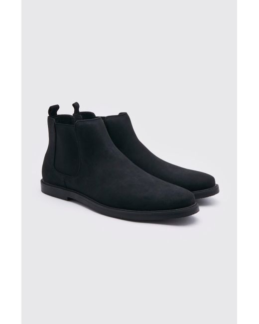BoohooMAN Faux Suede Chelsea Boots in 